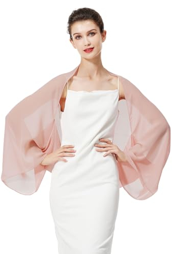 BEAUTELICATE Chiffon Schal Stola Damen Festlich Elegante Schultertuch Bolero Shrug mit Ärmel für Abendkleider Brautkleider Sommer Hochzeit (Errötendes Rosa, Einheitsgröße)