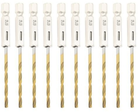 EMSea 10pcs Brocas Vástago Hexagonal de 2,5 Mm Broca Helicoidal de Vástago Hexagonal 1/4 Pulgada Juego Brocas de Acero de Alta Velocidad para Vidrio Madera Acero Inoxidable Metal Plástico