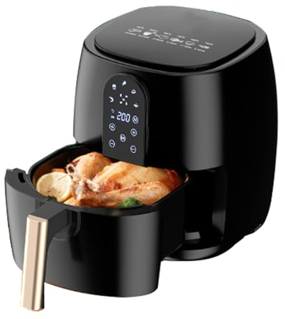 Friteuse électronique Smart Panel 6 L, double zone, taille familiale, friteuse à air intelligente multifonction, grande capacité, sans huile.(Black)