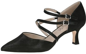 CAPRICE Damen Pumps aus Leder Spitz, Schwarz (Black Metallic), 37.5 EU