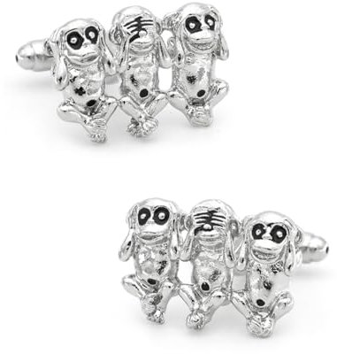 Lustige Manschettenknöpfe im Affen-Stil für Tuxedo-Hemden – Herren-Manschettenknöpfe, für Business und Hochzeiten, ein Paar/Set. , About as photo show, Edelstahl