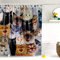 xinbai Katze Duschvorhang mit Anti Schimmel Waschbar Polyester Stoff Badaccessoires Blätter Muster Boho Duschvorhänge mit 12 Haken 180x180cm