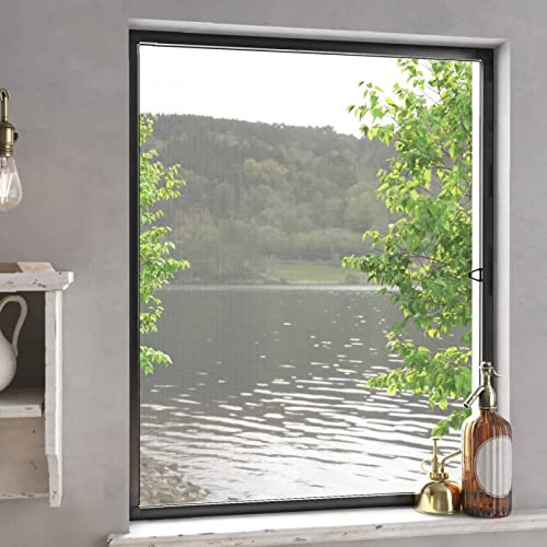 Bulliing Zanzariera per Finestre Antracite 80x100 cm,Zanzariera Estensibile con Telaio in Alluminio
