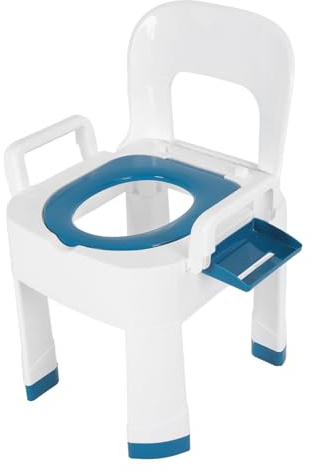 Sedia Toilette per Anziani Regolabile in Altezza, Sedia Toilette Portatile Sul Comodino con Braccioli Allargati, Sedia Doccia Antiscivolo e Antiribaltamento per Donne
