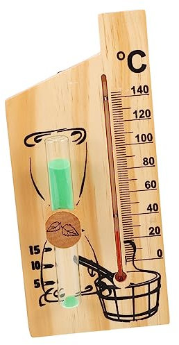 KITANDOVE Minuterie De Sauna Bois avec Sablier Réutilisable Thermomètre Mural Décoratif pour Sauna Accessoire Et Pratique pour Chronométrage
