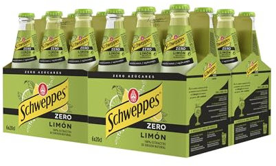 Schweppes Limón Zero, Refresco Sin Azúcar Ni Calorías - Vidrio, Pack 24 x 20 cl botellas