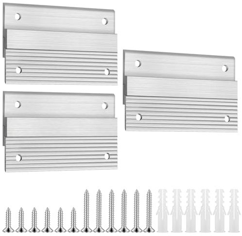 EEEKit 3 paia di ganci per quadri francesi, 10 cm, in alluminio, kit per appendere specchi, staffe di montaggio a parete ad incastro per specchi, mensole, pannelli, lavagne bianche, opere d'arte,