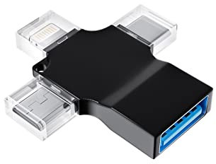 Adaptador para Lightning USB C Micro USB a USB (3 en 1) tipo C OTG 3.0 cable memoria para Apple iPhone 16 15 cámara para iPad teclado ratón transferencia de datos adaptadores compatible para Samsung