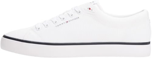 Tommy Hilfiger Sneaker con Suela Vulcanizada Hombre Mesh Low Top, Blanco (White), 44