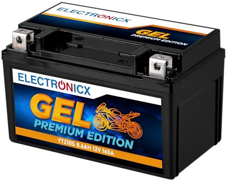 Electronicx YTZ10S GEL Motorradbatterie 12V 9Ah 165A - Wartungsfrei, Hohe Startleistung, Tiefenentladungssicher - Perfekt für Motorrad & Roller - Rüttelfest & Langlebig