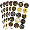 BOOMTOP 75 Frohe Neues Jahr Aufkleber Silvester Deko 2025 Feuerwerk Geschenk Etiketten Sticker Rund 3,8cm Schwarz Gold Geschenkaufkleber Happy New Year Neujahr Deko 15 Motive für Silvester Geschenke