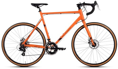 WYNN Gravelbike 28 Zoll GRL5.0 Orange | Aluminiumrahmen 60 cm | Shimano Tourney 14-Gänge | Mechanische Zoom Scheibenbremsen | Rad Fahrrad Rennrad Sportfahrrad | Damen & Herren