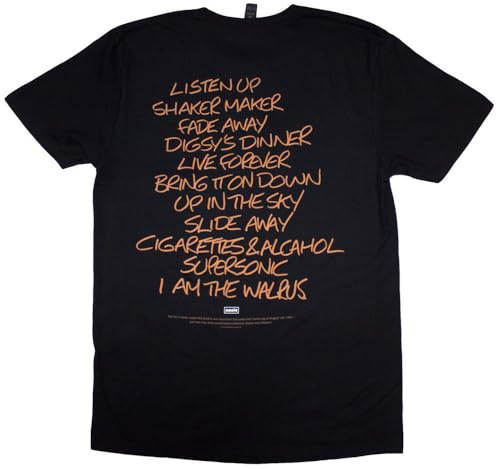 Rock Off officially licensed products Oasis Definitely Maybe AAA Setlist T Shirt