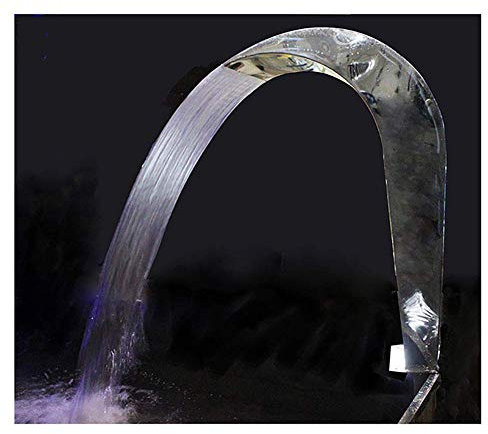 Fontana a Cascata in Acciaio Inox, per Piscine interrate, laghetti da Giardino, Esterni