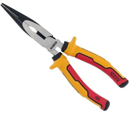Dewalt VDE Long Nose Pliers 200mm, Approx. Hardness 61±2 HRC and Depth is 1.5±0.5mm.