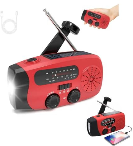 Wind up Fm Radio, Emergency Survival Hand Crank Windup Radios and Torch, Battery Operated Fm Radio Portable, Solar Dynamo AM/FM with USB Phone Charger for Outdoor Camping Hiking