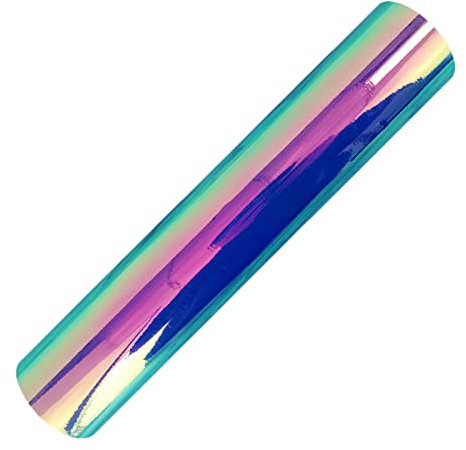 Holografisches selbstklebendes Vinyl 3,6 x 1,8 m Roségold Glas gebrochene Blumen gemustert dauerhafte Vinylrolle schwarzes Bastelvinyl für DIY Dekorationen Tassen Plotter (C One Size)