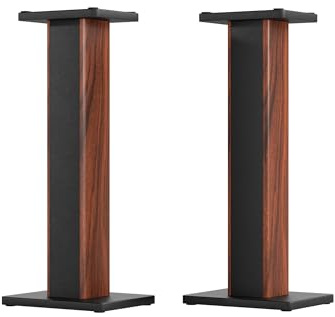 70cm Speaker Stands, 1 Pair Sourwood Wood Grain Floor Stands for Surround Sound System, Home Theater, with Sand Filling and Sturdy Support Fits Bookshelf Speakers
