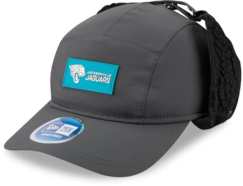 New Era Jacksonville Jaguars 2025 Sideline Herrenmütze für kaltes Wetter, verstellbare Hundeohren, Anthrazit