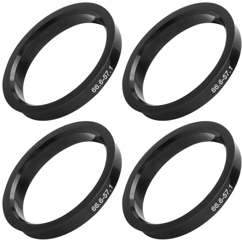 VOSSOT 4PCS Anillos Centradores 66.6 a 57.1 mm, Anillos Centrado Plástico Negro Universales para Llantas Aleación Acero, Reducción Vibraciones, Instalación sin Herramientas, Ajuste Preciso y Duradero