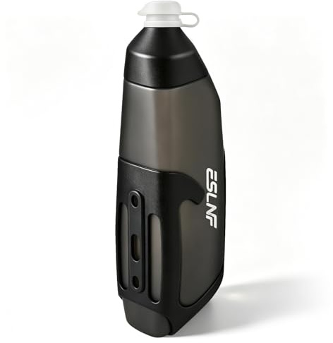 RUINEXISTA Bidons Vélo 680 ML- Gourde Velo Route et VTT avec Porte-Bouteille - Anti-fuite/Squeeze - PP5 - Réutilisable - Ouverture Rapide - Bouchon Anti - Accessoire de sport- Noir