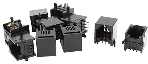 sourcing map RJ11 6P6C Buchse Schwarz 10 Stück Für Telefonkabel PCB Montage | Kunststoff, 1.8x1.3x1.2cm, 12g, Für Telefonkabel, Für Zuhause & Büro