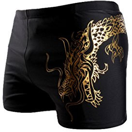 HHD® Maillot de Bain, Slip de Bain pour Homme en Bonne élasticité de materiau High-Tech Boxers Slip Short de Bain avec Avant Tie pour Plage/Sport/Natation/Plongée (M, Noir)