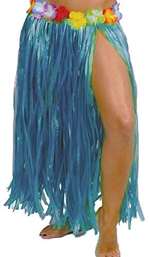 Guirca Hawaii Rock mit Blumen für Damen grün Karneval Strand Beach Party Bast ca. 75 cm
