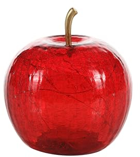 Schlaraffenland LED Dekoapfel POMO Ø16x17 cm aus Glas | Rot | 15 Micro LED's | Timerfunktion 6h | Batteriebetrieben | Garten Deko Draußen