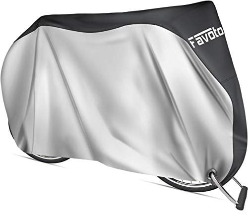 Favoto Fahrradabdeckung Wasserdicht Fahrrad Abdeckplane Outdoor 210D Oxford-Gewebe Fahrradgarage Fahrrad Schutzhülle mit Beutel 200 x 110 x 70cm Silber-Schwarz