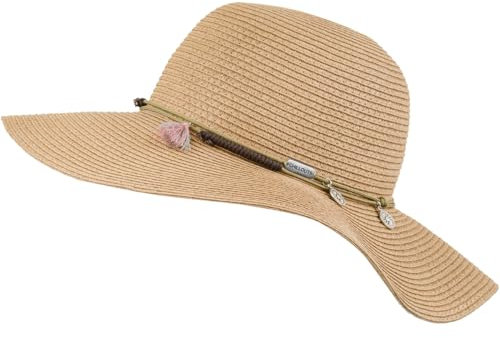 CHILLOUTS Atlanta Hat Sonnenhut UV Schutz- Sonnenhut Stroh Damen Faltbar, Hut mit Breiter Krempe UPF 50+, Panama Hut Damen Sommer, Strandhut, braun S-M