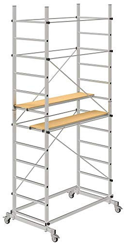 Trabattello ponteggio professionale in alluminio h360cm ruote con freno portata 150kg step up