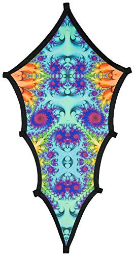 PSYWORK Schwarzlicht Segel Spandex | Drache Fractal Wonderland Blue | 1,10 x 0,55m | UV-aktiv | leuchtend | Wandtuch Wandbehang Stoff Neon Deko Party Tuch Tapestry Poster Psy Goa