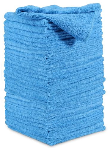 MASTERTOP Microfibre Cloth Pack of 36, Lint Free Cleaning Cloth, Super Absorbent Reusable Clothes Duster for Indoor, Outdoor, Kitchen, Bathrooms, Mirrors, Car, Motorbike, 35cm x 35cm - Blue
