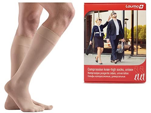 Lauma Medical Kompressionskniestrümpfe Klasse II Geschlossene Spitze | 23–32 mmHg, Geschlossene Spitze, Für Reisen & Alltag, Anziehhilfe inklusive, Graduierte Kompression