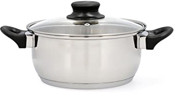 Quid Habitat Cacerola Acero Inoxidable 22x10,5cm - 360cl Acero Inox Apto Vitrocerámica Apto Inducción 100% Higiénico