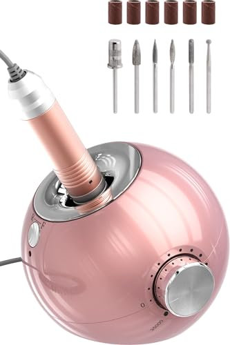 Delanie Ponceuse pour Ongles Professionnel Electrique 35000RPM pour Manucure/Pédicure avec 6 Embouts pour Retirer Vernis et Gel(Ros)