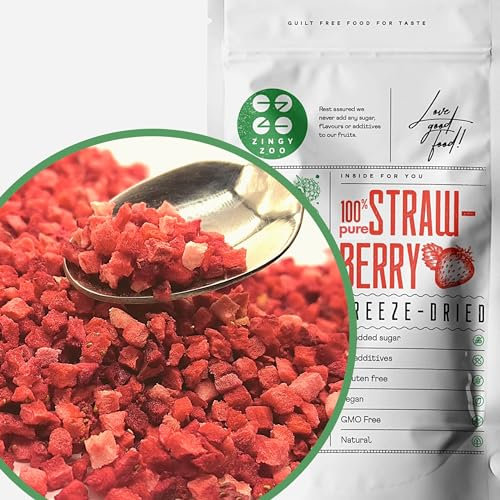 Fresa Liofilizada Pezzi | 100% Fruta Pura Comida Liofilizada | Fresa Deshidratada Fruta Liofilizada | Vegana Cruda | Freeze Dried Fruit Sin Azucar Fresas Fruta Escarchada | Strawberry Pieces ZingyZoo