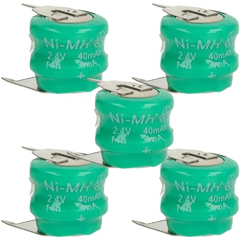 vhbw 5x NiMH Batteria a bottone di ricambio 3 pin tipo V40H 40mAh 2,4V compatibile con batterie compatibile con modellismo, luci solari ecc.