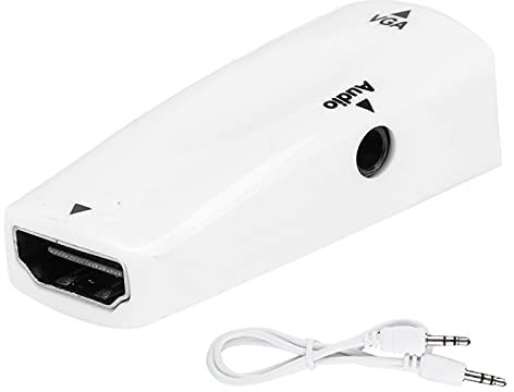 ciciglow Adaptador HDMI a VGA, Mini DisplayPort a HDMI 1080P Interfaz Multimedia HD Hembra a VGA Adaptador convertidor Hembra con Cable de Audio(Blanco)