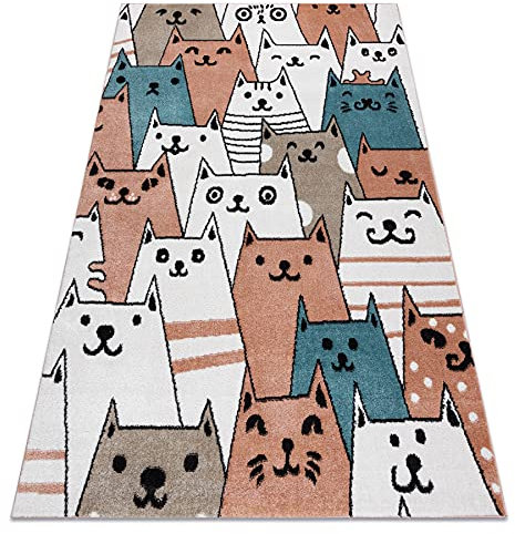 rugsx Teppich Fun Gatti Kinderteppich für Babyzimmer, Spielteppiche, Kinderzimmer, Moderne, Katzen, Tiere rosa 120x170 cm