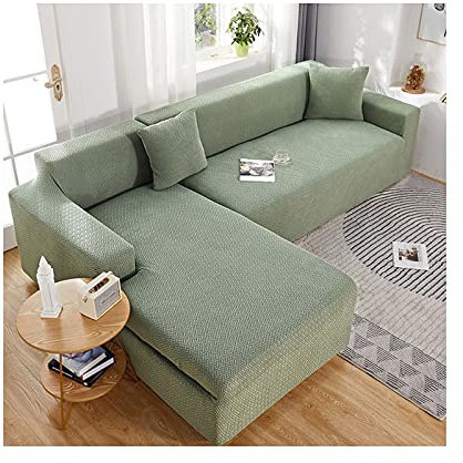 Daesar Sofabezug Sofa Überwürfe 3 Sitzer, Couchbezug Stretch Eckcouch 190-230 L Form Hellgrün Couchbezug Wasserdicht Polyester