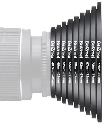 Lot de 9 bagues de Filtre pour Objectif d'appareil Photo Nikon pour Appareil Photo Sony, 40.5-49/49-52/52-55/55-58/58-62/62-67/67-72/72-77/77-82. CNC (9 bagues filtrantes).