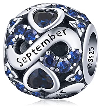 Geburtsstein Anhänger für Pandora Armbänder-925er Sterlingsilber-Liebesherz Anhänger für Frauen
