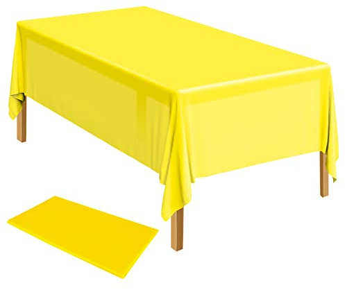 ELECLAND Plastic Table Cover - 137 x 274 cm Yellow Rectangle Tablecloth for Indoor/Outdoor Wedding, Birthday Party Decorations