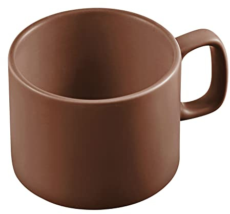 VOBAGA Coffee Mug 11 oz Tea Cup with Flat-Bottom Warming Coffee Milk for Office and Home (Brown)