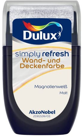 Dulux Simply Refresh - Pintura para paredes y techos, color blanco magnolia, 30 ml