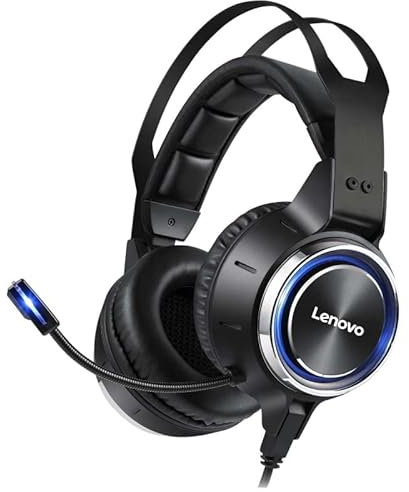 Lenovo Cuffie da gioco (Gaming) HS25 3D Stereo 7.1, riduzione del rumore, con microfono regolabile e effetto LED RGB