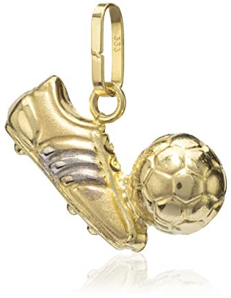 NKlaus Kettenanhänger 333 Gelb Gold 8 Karat Fußball Schuhe mit Ball Talisman Amulett 39122