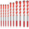 10 Stück Fliesenbohrer Glasbohrer Set, Dreiecksbohrer, Spiralbohrer Betonboher Legierung Bohrer Sets für Beton, Porzellanfliesen, Ziegelmauer, Glas, Kunststoff und Holz